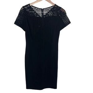 Lafayette 148 Black Crochet Top Dress Women Size 4